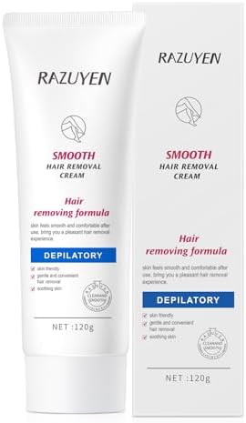 RAZUYEN Painless Body Hair Removal Cream, Depilatory Cream for Unwanted Hair in Underarms, Legs and Arms, Sensitive Skin Hair Removal Cream For Women, Natural Hair Removal Cream, 4.23 Ounce