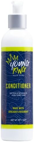YOUNG KING HAIR CARE Kids Conditioner For Boys | Soften, Nourish and Detangle Natural Curls | Plant-Based and Harm-Free | 8 oz