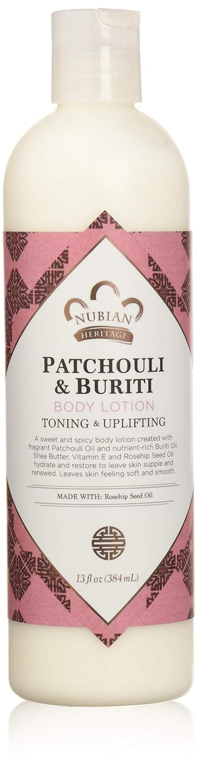 Nubian Heritage Body Lotion with Shea Butter and Rose Hips Lotion PATCHOULI & BURITI,13 fl oz