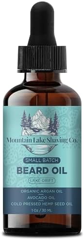 MOUNTAIN LAKE SHAVING Co. Small Batch Men’s Beard Oil - For Beard Softening, Conditioner, and Itch - Flake Reducer For Beards. (Lake Drift)