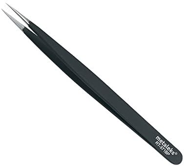 Tweezers for Eyelash Extension Hand Crafted Surgical Stainless Steel Black Matt Powder Coated (Supper Straight Tip)