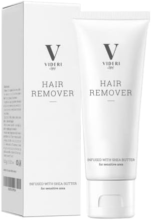 Videri Hair Removal Cream for Men and Women, Soothing Depilatory For Pubic Hair, Private Parts and Bikini Area. Painless Hair Remover for Sensitive Skin. Shea Butter, Rosemary and Jojoba Seed Oil.