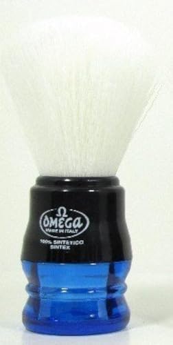 Omega Synthetic Bristle Shaving Brush with Blue Handle by Omega