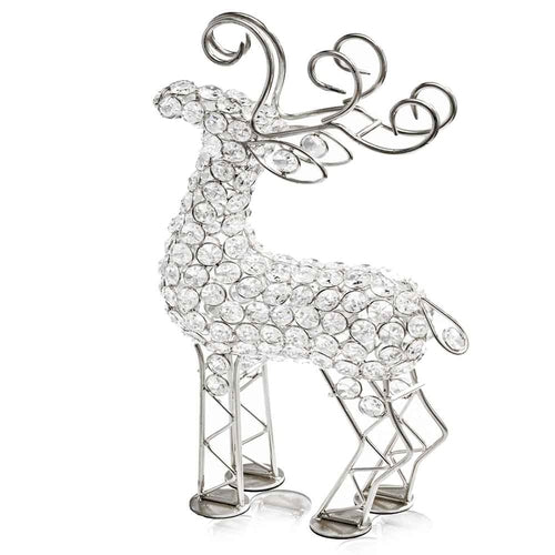 2.5inches x 8inches x 14inches Silver Crystal Reindeer
