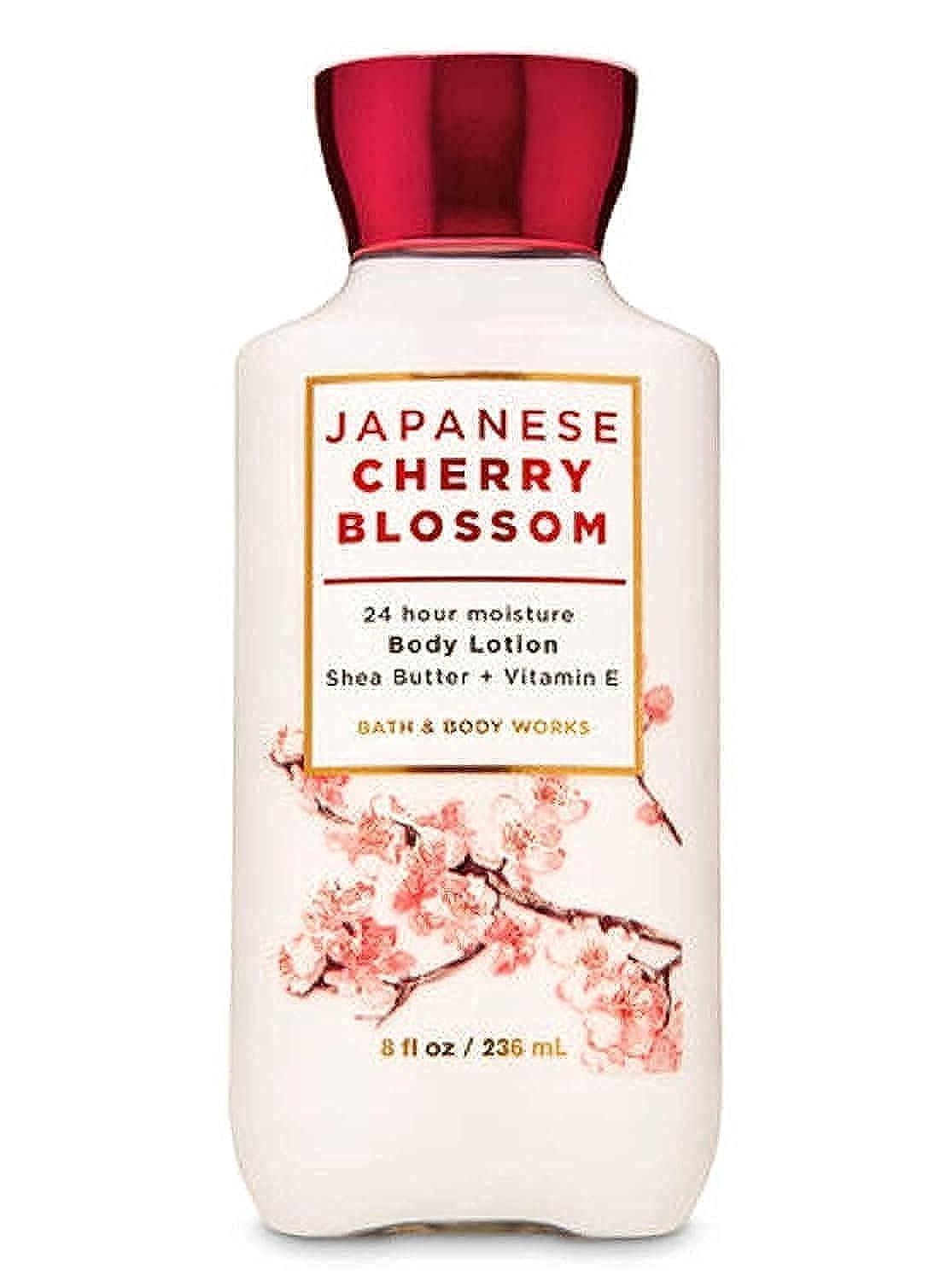 Bath and Body Japanese Cherry Blossom 24 Hour Moisture Super Smooth Body Lotion with Shea Butter, Coconut Oil and Vitamin E 8 fl oz / 236 mL