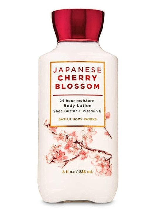 Bath and Body Japanese Cherry Blossom 24 Hour Moisture Super Smooth Body Lotion with Shea Butter, Coconut Oil and Vitamin E 8 fl oz / 236 mL