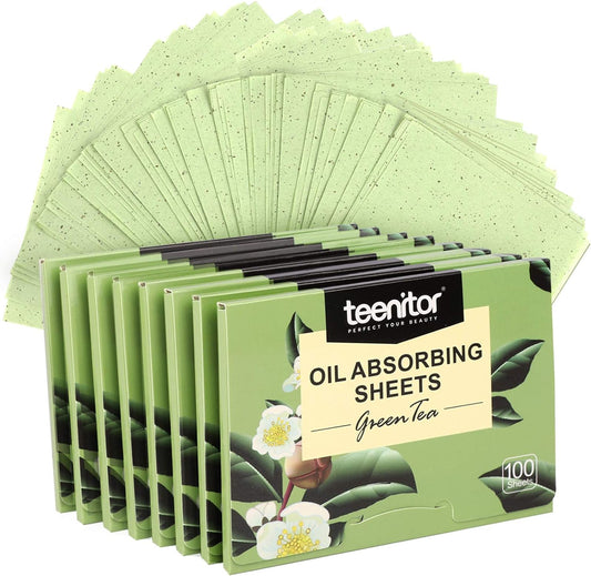 Teenitor 800 Counts Natural Green Tea Oil Control Film, Oil Absorbing Sheets for Oily Skin Care, Blotting Paper
