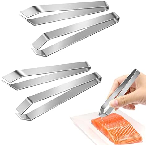 Beeiee Fish Bone Tweezers, Flat and Slant Tweezers Pliers Remover Tool,Pulling Cow Hair Chicken Feather Pig Hair,4PCS
