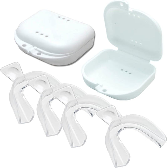 Teeth Whitening Trays Moldable Mouth Trays 4 Dental Tray Form Shape Perfectly 2 Travel Storage Cases Included Fit Upper Lower Tooth Bleaching Moldable Guards Compatible with Opalescence Gel