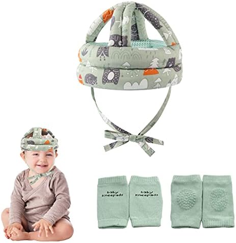 Baby Safety Helmet Infant Toddler Breathable and Adjustable Head Cushion Bumper Bonnet for Running Walking Crawling (Green),BB-1003 Green