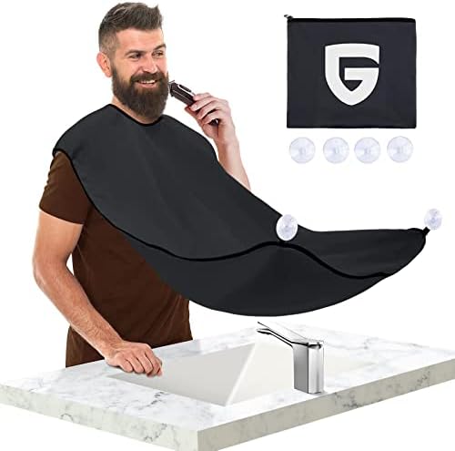 Valentines Day Gifts for Him Boyfriend Husband, Beard Bib for Men, Beard Trimmer Hair Catcher Bib, Waterproof Non-Stick Beard Cape, One Size Fits All, Grooming Accessories(Black)