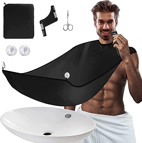 Beard Bib Beard Apron, Beard Hair Catcher for Men Shaving & Trimming, Non-Stick Beard Cape Grooming Cloth, Best Gifts for Men