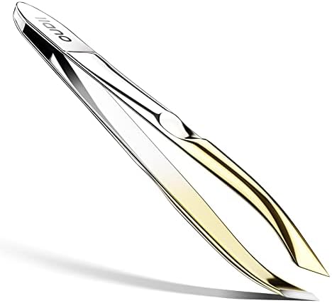 llano Tweezers, Professional Precision Eyebrow Tweezers for Women and Men, Stainless Steel Slanted Hair Removal Tweezers Plucker Makeup Tool for Brow, Facial Hair, Blackhead and Splinter