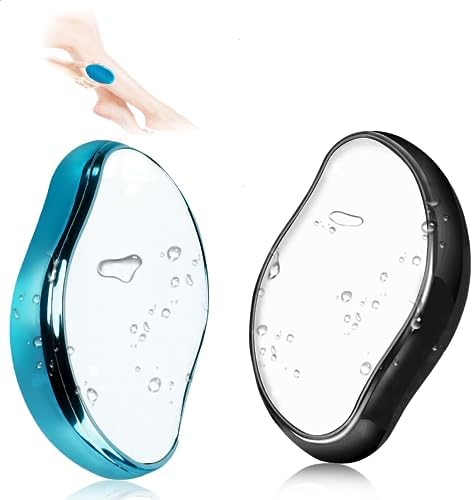 Asokeyer 2Pcs Bleame Crystal Hair Eraser, Hair Removal Stone Bleame Hair Eraser Crystal Hair Remover for Women,Crystal Shaver for Legs Shaving Stone,Leg Hair Remover Hair Buffer Remover (Black+Blue).