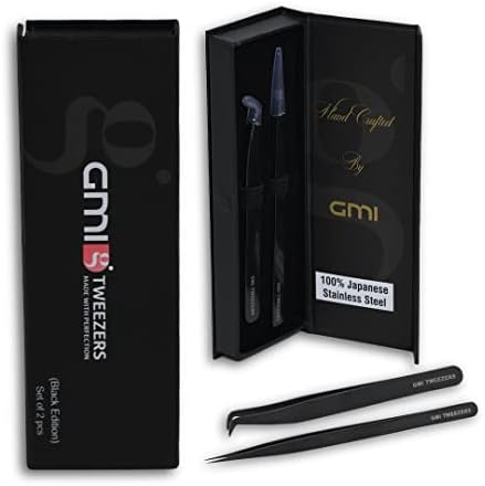 Professional Eyelash Extension Tweezers - Stainless Steel Eyelash Extension Kit - Pack of 2 Eyelashes Extension Tweezers – Lash Tweezers for Eyelash Extensions - False Eyelash Applicator tool.