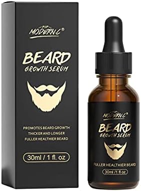 POP MODERN.C Beard Growth Oil With Biotin Caffeine For Men Beard Growth Serum Stimulate Beard Growth Promote Hair Regrowth Facial Hair Treatment Full Longer Masculine Thick Male Beard Gift