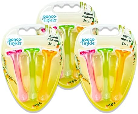 Tinkle Bikini Trimmer 1 Pack | 3 Shavers | Disposable Razor with Moisture Strip for Shaving Sensitive Areas | 3 pack (9 ct)