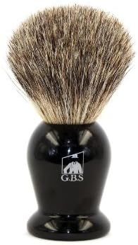 G.B.S Pure Badger Bristle Shaving Brush, Black Handle, Use with any Soap Cream or Foam