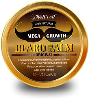 Well's MEGA GROWTH BEARD Care, 100% Natural Ingredients (BEARD BALM 2oz)