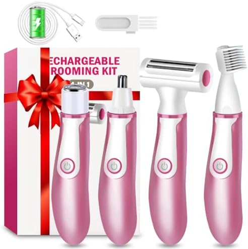 Electric Lady Shaver with 3D Floating Head, 4in1 Women Razors for Arm Leg Face Pubic Area, Cordless Hair Removal Bikini Trimmer for Women with 4 Detachable Heads, Waterproof Wet/Dry Use Rechargeable
