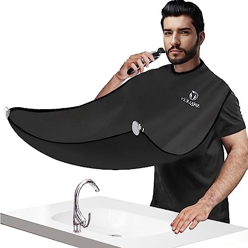 Vuelane Beard Bib - Beard Bib Hair Catcher for Men Shaving - Non-Stick Beard Bib Apron with Strong Suction Cups - Grooming Gifts for Husband, Dad - Black