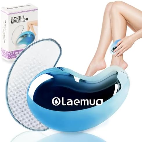Olaemuo Crystal Hair Eraser for Women, Leg Epilators Hair Removal Stone Device for Women Exfoliation, Painless&Reusable Crystal Hair Remover, Magic Hair Shaver for Body, Shaving Stone, Mirrored Blue