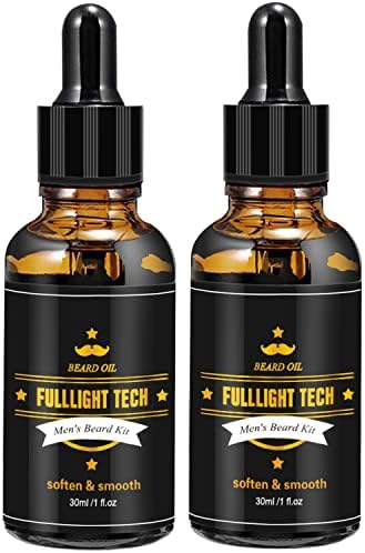FULLLIGHT TECH 2 Pack Beard Oil for Men Growth 100% Natural Argan Oil,Jojoba Oil Leave in Conditioner Softener for Mustache Grooming Moisturizing