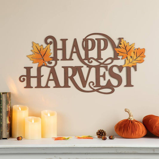 Glitzhome 11.5 in. H Metal HAPPY HARVEST Fall Wall Decor