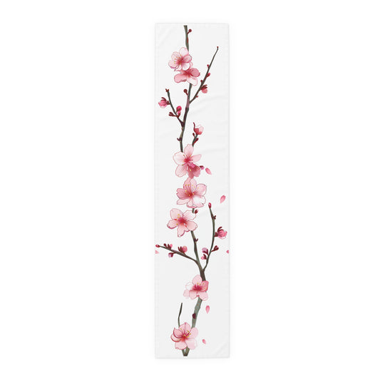 Sakura Table Runner with Pink Cherry Blossoms Design (16" × 72")