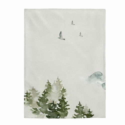 Birds Over Forest Blanket Plush Throw - zoter Shop