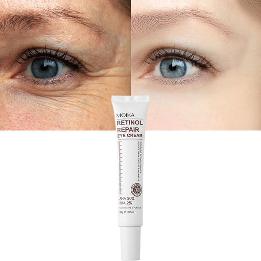 Retinol Eye Cream for Dark Circles Puffiness and Bags Under Eyes, Instant Results Firm Eye Tightener Anti Aging Under Eye Cream for Men Women, Reduce Fine Lines Wrinkles and Age Spots, 1 Oz