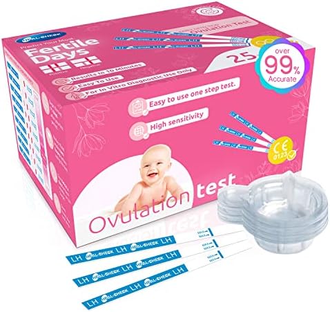 Ovulation Tests, Ovulation Test Strips for Women, HEAL-CHECK Bulk Ovulation Predictor Kit with Urine Cup, Accurate Fertility Tests at Home, Individually Wrapped, Wide 5mm LH Tests FSA HSA, 25 Count