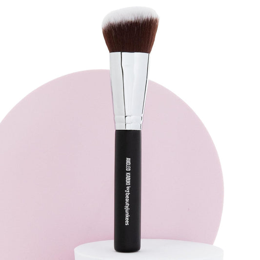 Angled Blush Brush for Cheeks Ð Bronzing Brush for Liquid, Cream, Mineral Powder Bronzer Contour Brush, Synthetic Kabuki Brush by Beauty Junkees