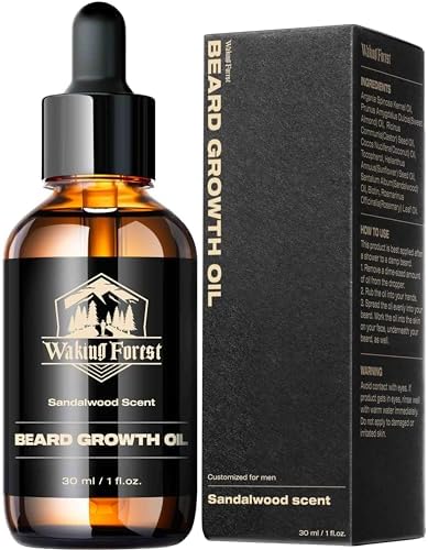 Waking Forest Beard Oil, [Thicker Beard] Beard Growth Oil Sandalwood with Vitamin E、Rosemary、Castor、Argan、Almond Gifts for Men