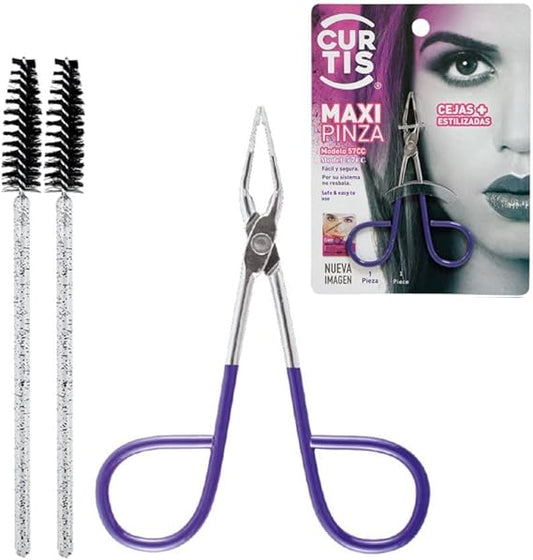 Curtis SACACEJAS Scissors TWEEZERS-STRAIGHT TIP-Easy to Hold-Amazing Tweezers For Eyebrows & ANY Facial Hair,Ingrown Hair,Fine Hair,Chin Hair,Blackhead MADE IN MEXICO,Silver,Purple