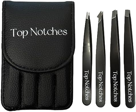 Top Notches Tweezer Set - High Grade Tweezers For Women And Men, Perfect For Eyebrows Facial Hair Ingrown Hair And Splinter Removal