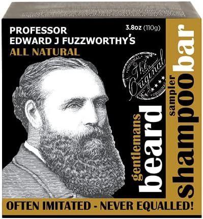 Professor Fuzzworthy's Beard Sampler Kit - Beard Shampoo & Conditioner Bar Sample Pack for Men | All Natural Grooming Gift Set for All Beard & Hair Types