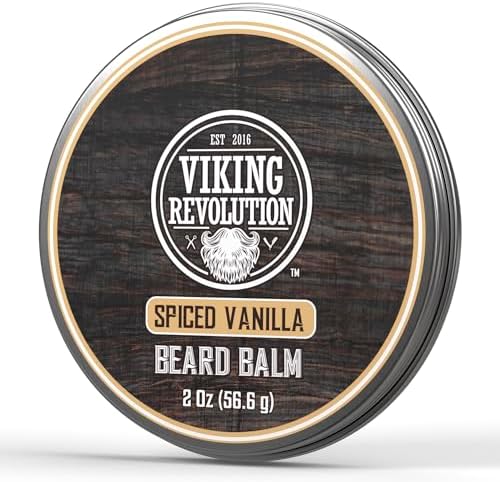 Viking Revolution Spiced Vanilla Beard Balm for Men - Beard Butter for Men with Argan Oil and Jojoba Oil - Beard Softener and Beard Moisturizer for Men Beard Styling Balm (1 Pack, 2oz)