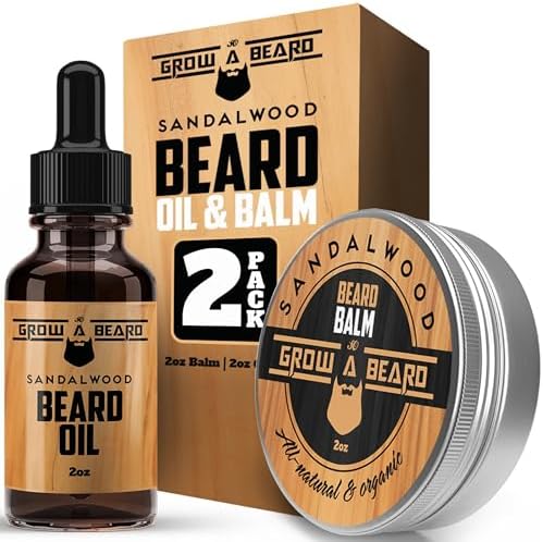 GROW ALPHA BEARD Oil, Beard Balm, Beard Conditioner, Beard Growth Oil, Beard Butter, Beard Oil For Men, Beard Care, Sandalwood Scent, Mens Gifts