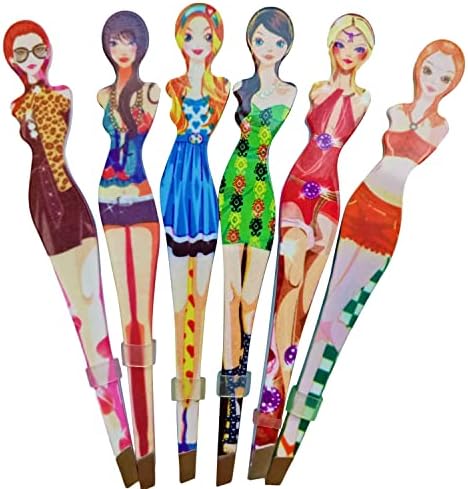 6Pcs Professional Girl Eyebrow Tweezer Stainless Steel Slanted Eyebrow Tweezers Eyebrows Hair Remover Tools Cosmetics Beauty (random color)…