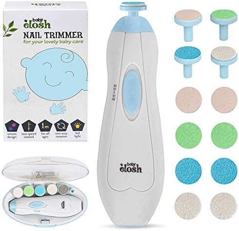 Baby Nail Trimmer File Electric - [Upgraded] Safe Nail Clippers with 12 Units Gift for Newborn Toddler Kids or Women Toes and Fingernails, Care, Polish and Trim, AA Battery Operated (Not Include)