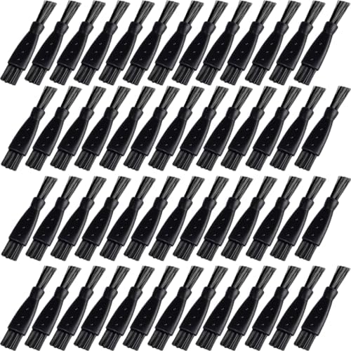 GXXMEI 60PCS Shaver Brush Razor Cleaning Brush Electric Double Sided Trimmer Shaver Brush Cleaner Set Nylon Bristles PP Handle