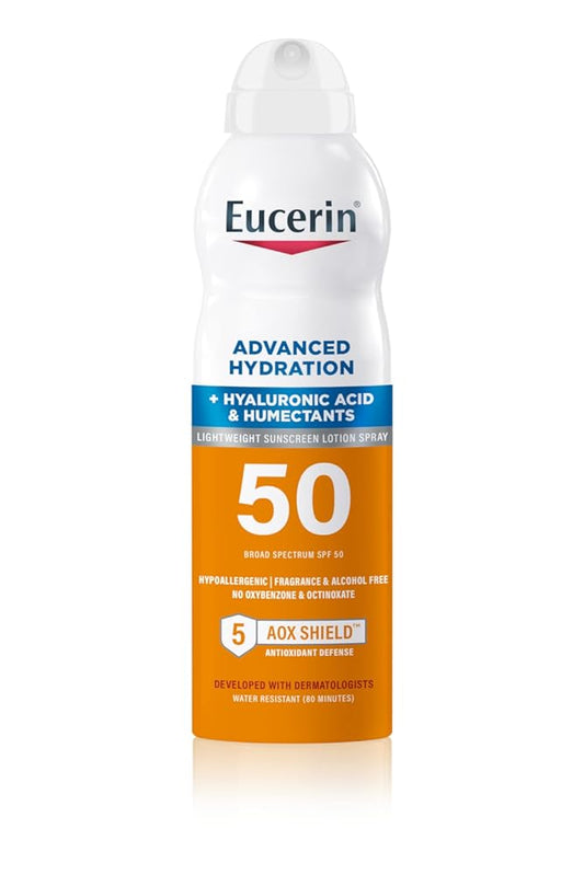 Eucerin Advanced Hydration SPF 50 Sunscreen Spray, Lightweight Sunscreen Lotion Spray, 6 Fl Oz Spray Bottle