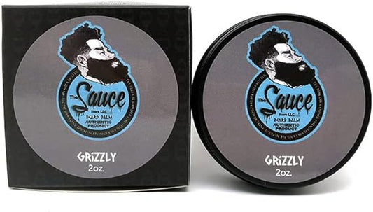 Beard Balm 2oz. by Beard Balm 2oz. Reusable, Styles, Strengthens & Softens Beards Leave in Conditioner by Sauce Authentic Product (Grizzly)