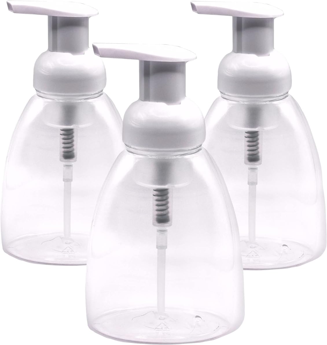 Clear Plastic Foaming Bathroom Countertop Soap Dispensers, Foaming Pump Bottles, Refillable Plastic Container for Liquid Soap, Compatible with Dr Bronner's Pure Castile Soap 250ml (8.5 oz) - (3 Pack)