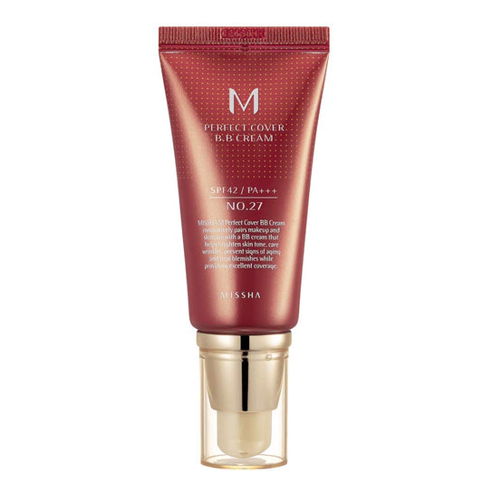 MISSHA M Perfect Cover BB Cream No.27 Honey beige for medium/tan skin SPF 42 PA +++ I Valentines Day Gifts I 1.69 Fl Oz - Tinted Moisturizer for face with SPF