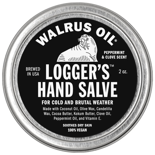 Walrus Oil - Logger's Hand Salve Cream, 2oz, 100% Vegan, Made with Olive Wax, Kokum Butter, Coconut Oil and more. Peppermint and Clove scent.