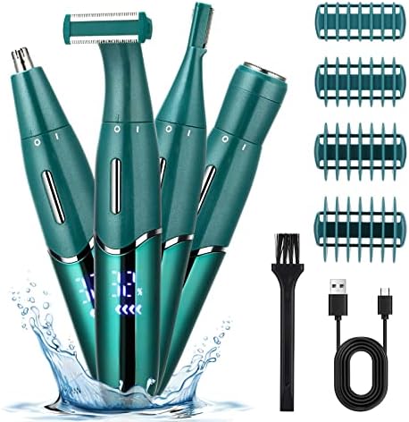 WIOR Electric Razors for Women, 4 in 1 Womens Electric Shaver Rechargeable Bikini Trimmer for Face Nose Legs Eyebrows Underarms, Cordless Waterproof Ladies Body Hair Removal Wet & Dry Use Painless