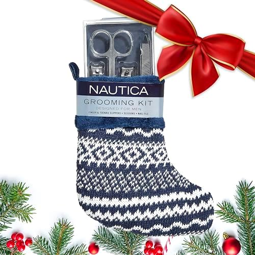 Nautica Nail Grooming Kit for Men - Complete Set in a Christmas Stocking | Great Present Idea