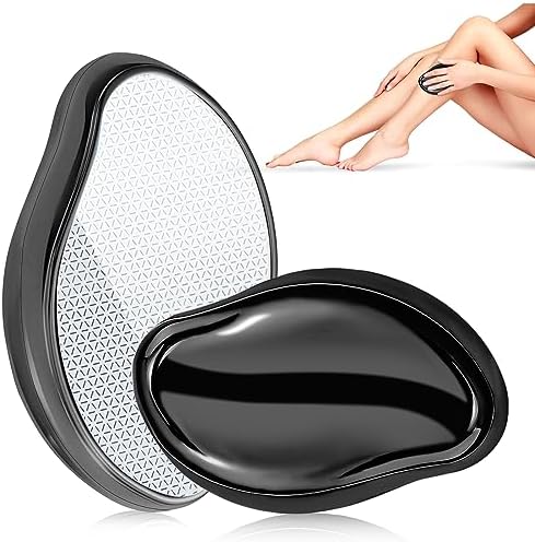 Crystal Hair Eraser, Reusable Hair Removal Pattern Design Painless Exfoliation Hair Removal Device, Portable Magic Hair Eraser for Back Arms Legs, Women and Men (Bright Black)
